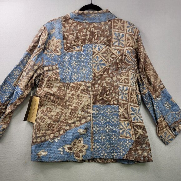 2007 Deadstock Multiples Missy Nantucket Quilted Jacket XL Cotton Brown Blue - Picture 5 of 12